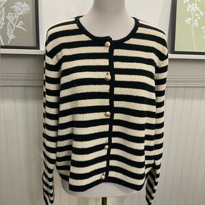 ✨ KUT from the Kloth Black & Beige Stripe Cardigan – XL ✨